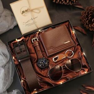 Brown Men's Accessory Gift Set